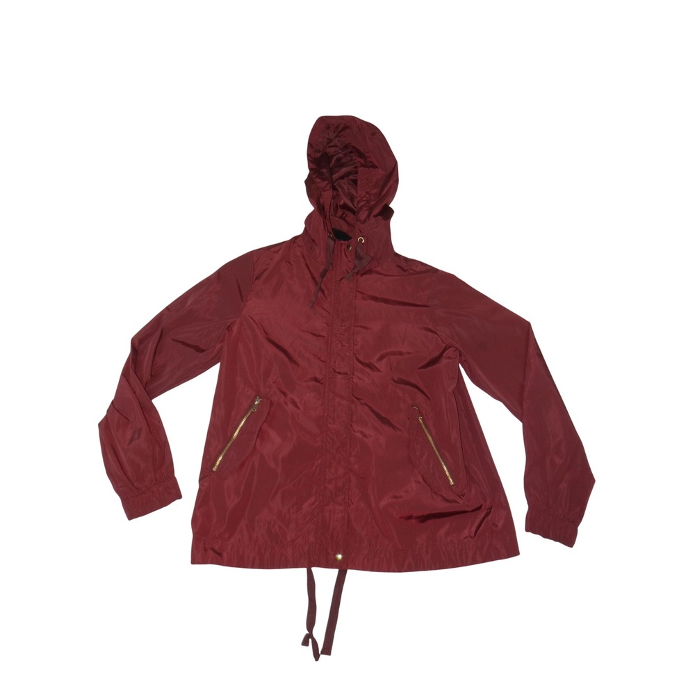 Ci Sono Los Angeles Womens Burgundy Hooded Windbreaker Jacket Size M 4182